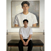 白色小领口美式 硬挺高级感cleanfit半袖 正肩t恤男款 纯棉重磅短袖