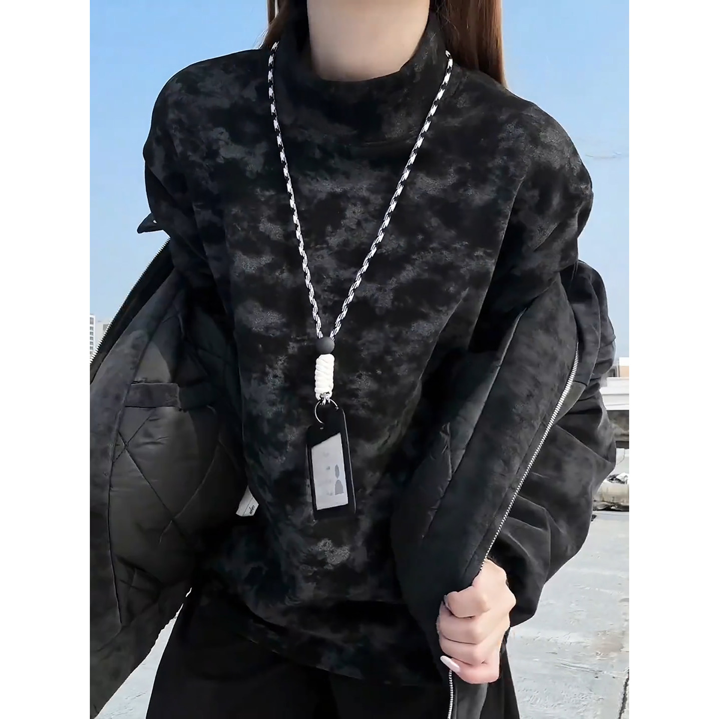 美式扎染半高领保暖打底衣男款秋冬德绒长袖t恤加绒加厚内搭上衣,男装,T恤,淘宝优惠券,粉丝福利购,淘宝优惠卷