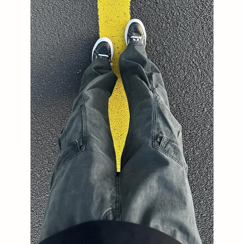 军绿色褶皱伞兵工装裤男款秋季