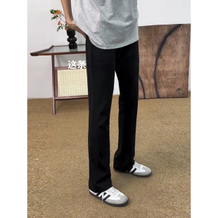弹力透气百搭显腿长黑色休闲微喇叭长裤 美式 型西裤 517版 高街经典