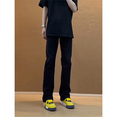 怪兽实验室牛仔裤男高腰提档裤子