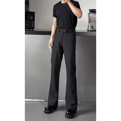 黑色垂感男款春季高级感微喇西裤