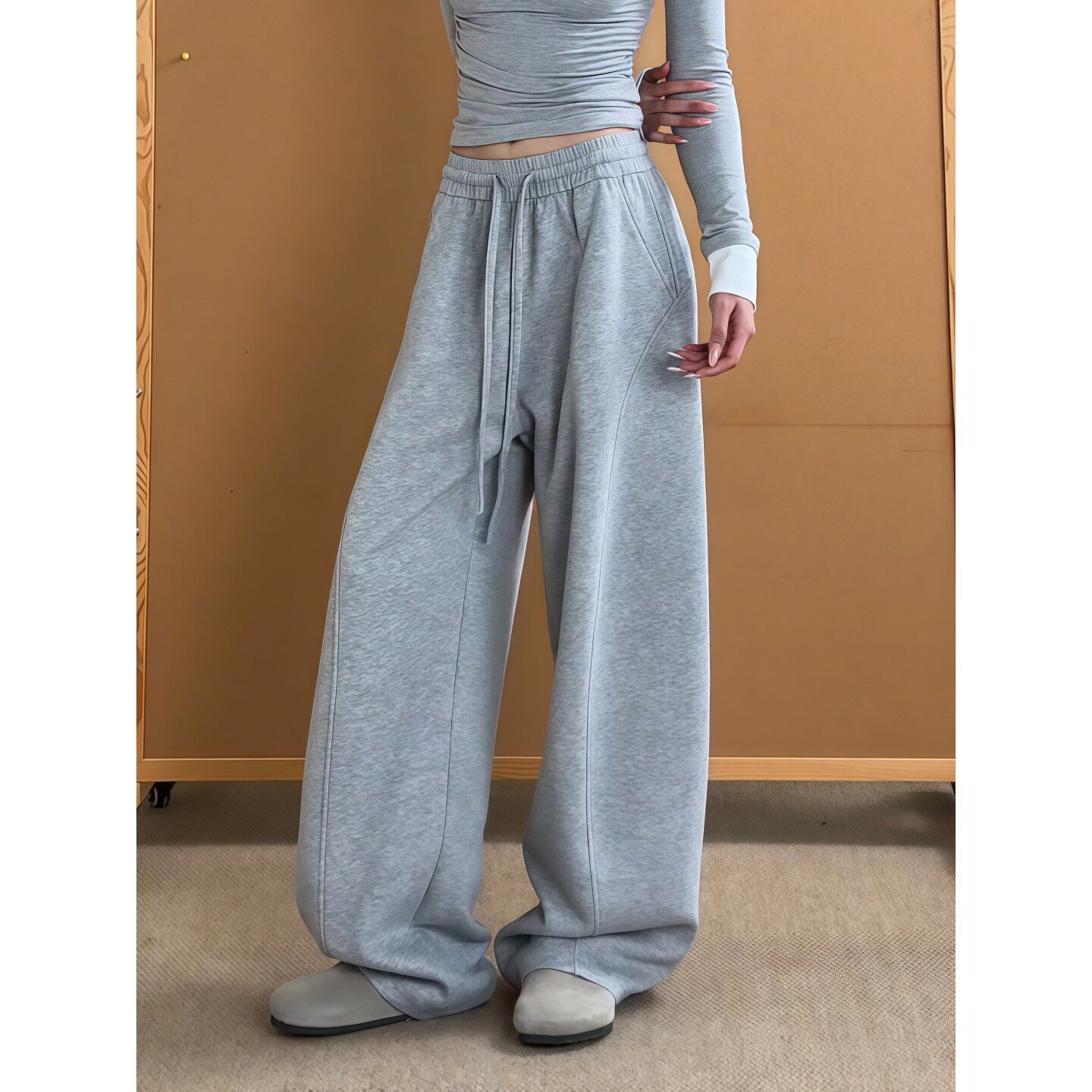 美式斜切弯刀卫裤男秋季重磅裤子