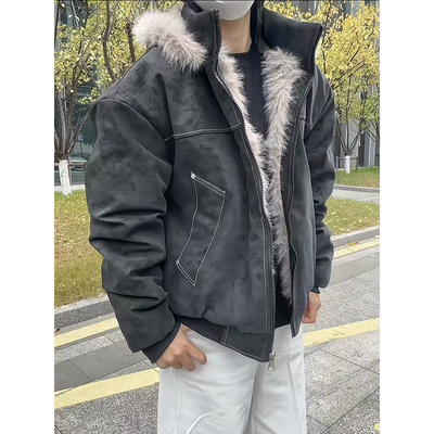 美式扎染连帽座山雕棉衣男款冬季