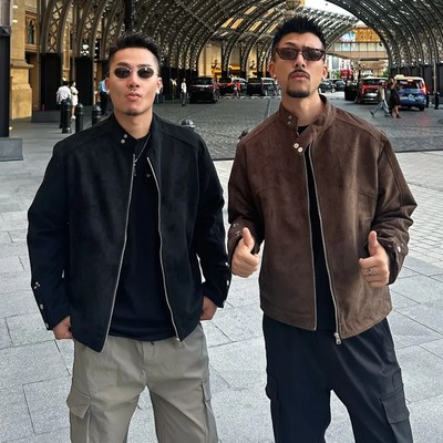 美式复古立领哈灵顿外套男款