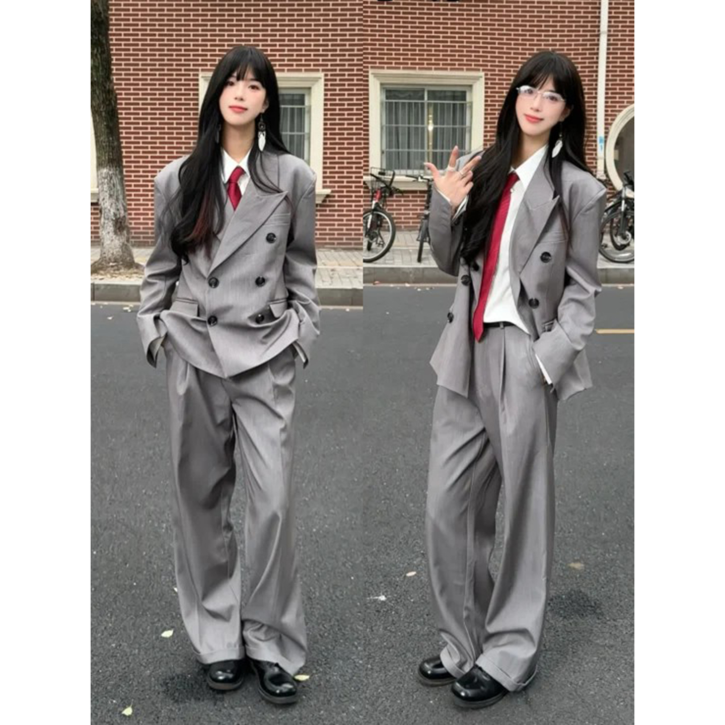 韩版英伦风双排扣西装套装男高级感dk制服西服商务正装成人礼礼服
