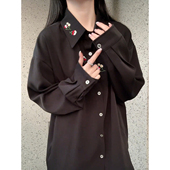 衬衫 新中式 花卉刺绣长袖 男高级感痞帅垂感外套小众设计感情侣衬衣