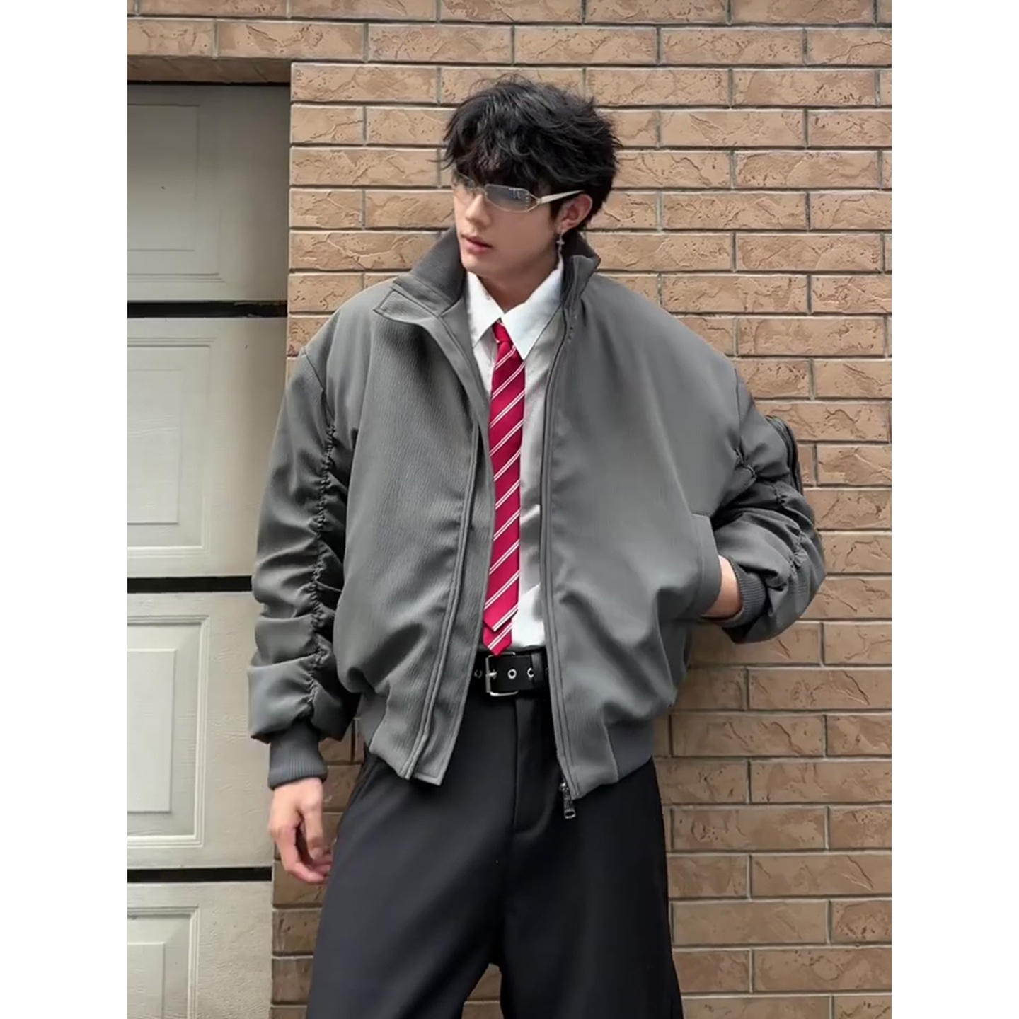 美式教练立领飞行夹克棉服男秋冬