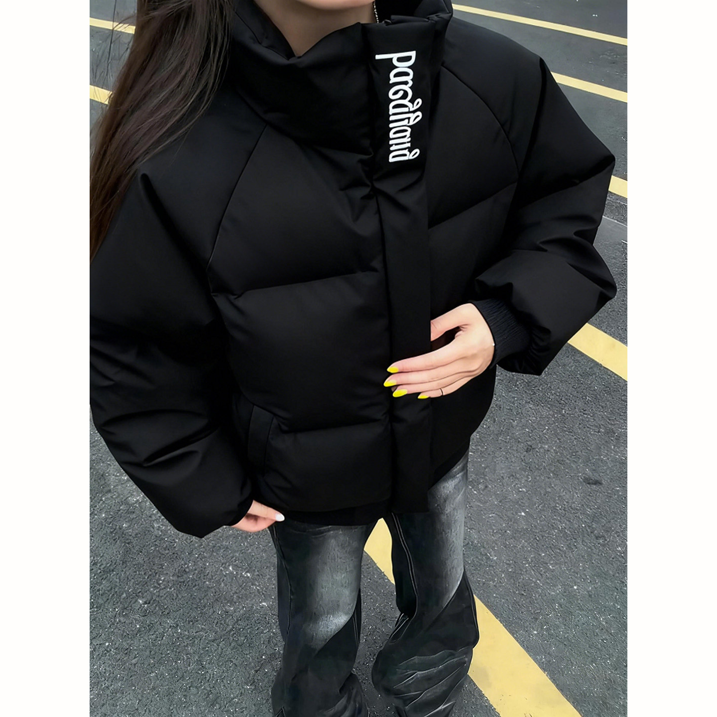 美式pu皮短款羽绒棉服男女款冬季