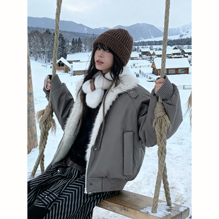 美式毛领座山雕pu皮棉服男款加厚冬季外套高级感入冬立领夹克棉衣