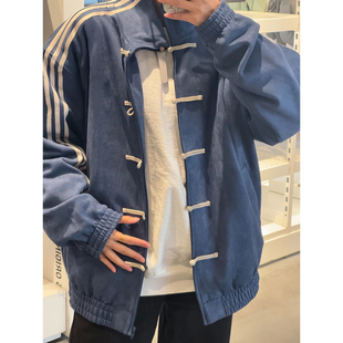 王安宇同款穿搭新中式盘扣外套男款春季三条杠设计感痞帅国风夹克