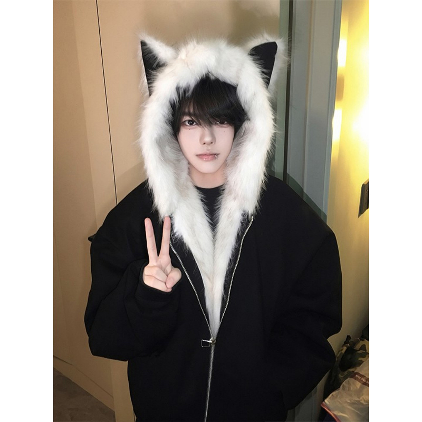 猫耳朵座山雕外套棉服男冬季美式