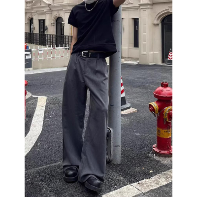 那不勒斯灰色西裤男款夏季垂坠感