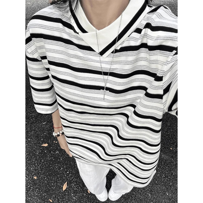 小众设计感不规则斜领polo衫短袖