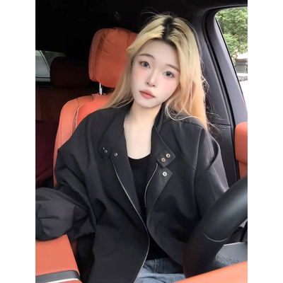 黑色立领哈灵顿夹克男秋季