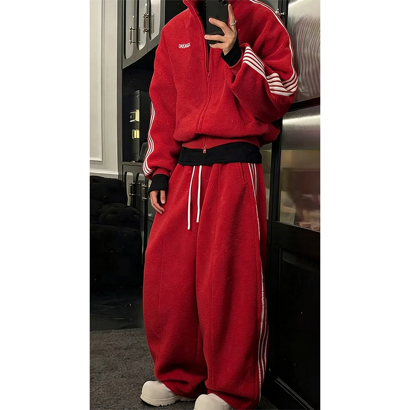 cleanfit条纹摇粒绒棉服外套男女秋冬加厚保暖休闲运动两件套棉衣,男装,时尚套装,淘宝优惠券,粉丝福利购,淘宝优惠卷