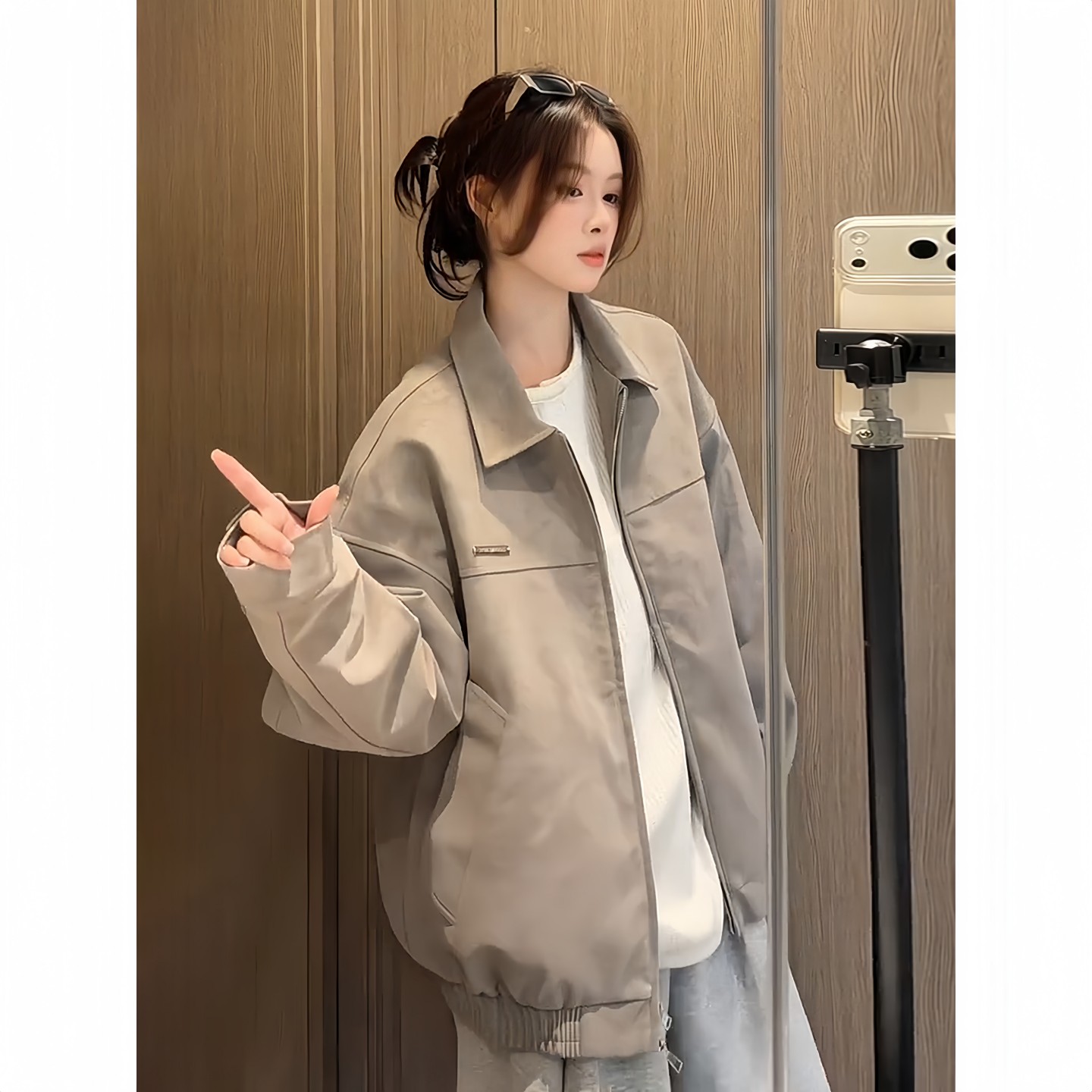 美式复古pu皮夹克棉服男女秋冬款