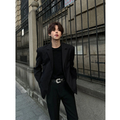 黑色dk小西装 垫肩西服外套 英伦雅痞韩版 发型师潮牌男装 高级感套装