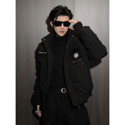 黑色立领工装骑兵服男款冬季