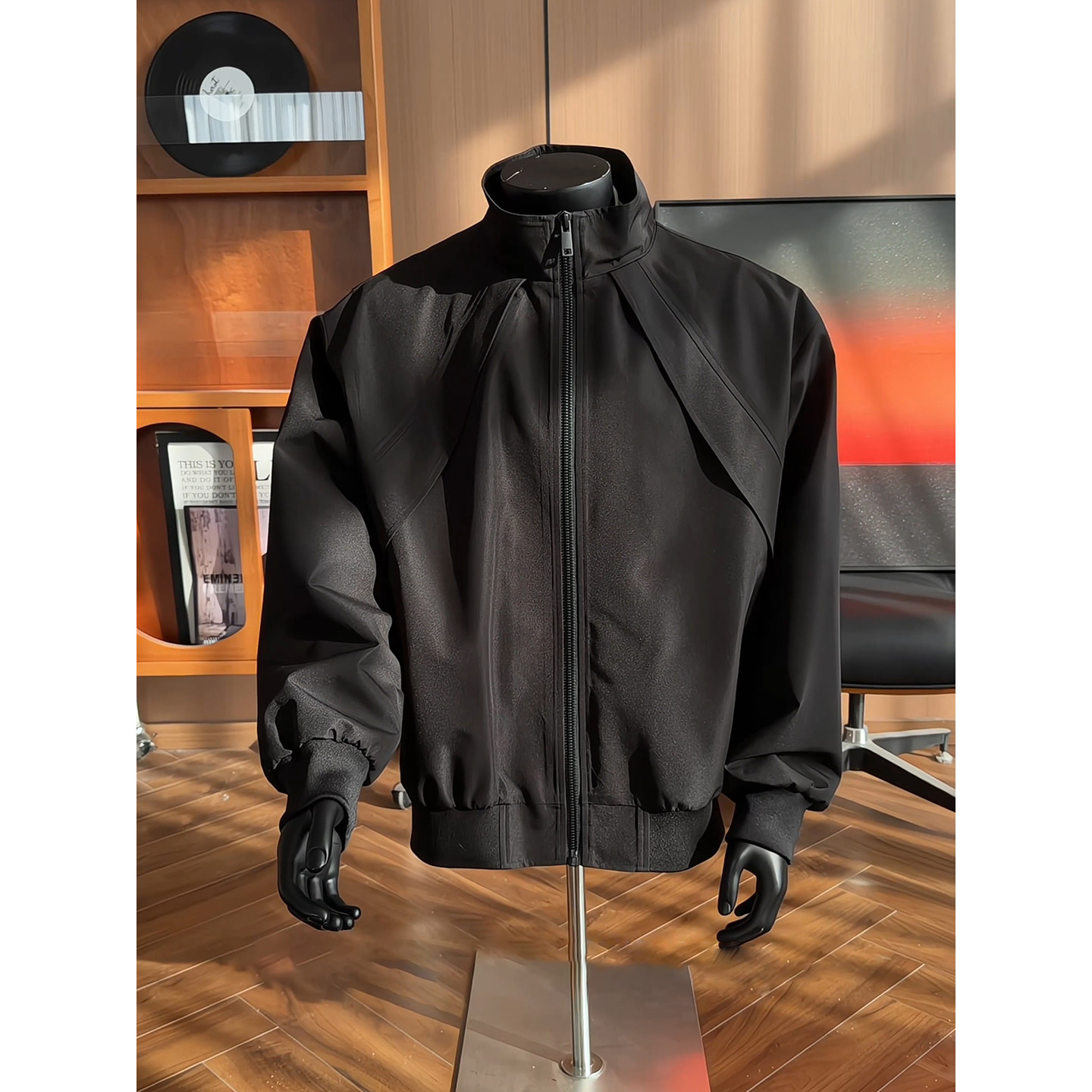 美式弧形解构飞行夹克男款春季户外三防冲锋衣短款高级感立领外套