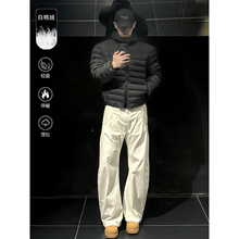 黑色轻量化排骨羽绒服男款冬季美式痞帅连帽外套短款保暖运动棉袄