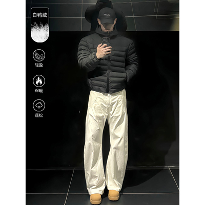 黑色轻量化排骨羽绒服男冬季外套