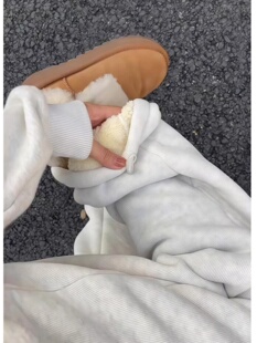 重磅加厚羊羔绒裤子男女冬季高个子垂感直筒卫裤痞帅高级感镰刀裤