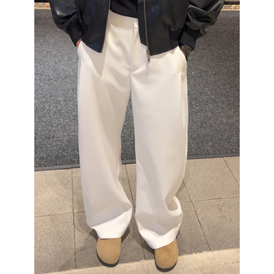 白色老钱风西裤韩系男生ootd穿搭