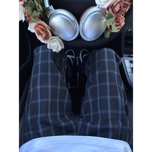 何以至此美式条纹格子裤子男款夏季薄款防晒裤直筒宽松微喇休闲裤