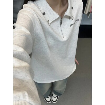 浅灰色刺绣polo衫男款秋季