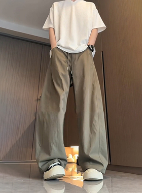 军绿色弯刀裤男夏季薄款冰丝休闲裤速干透气冲锋裤ootd穿搭阔腿裤