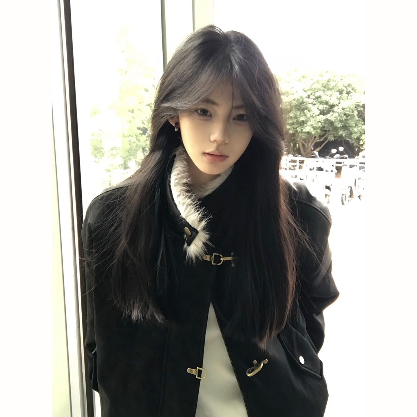 黑色解构毛领座山雕棉服外套男女