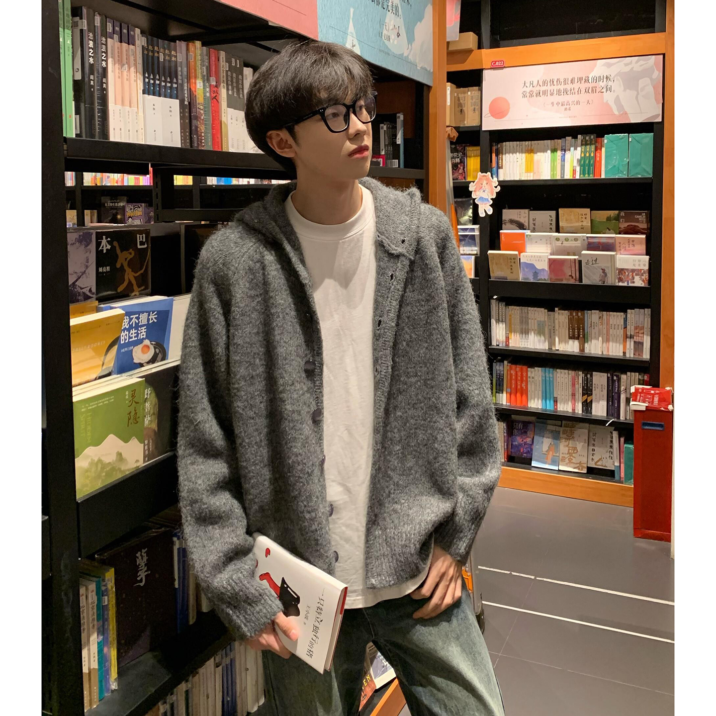 慵懒高级感开衫连帽毛衣韩系早秋