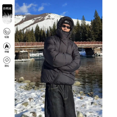 黑色斜纹排骨羽绒棉男冬季加厚