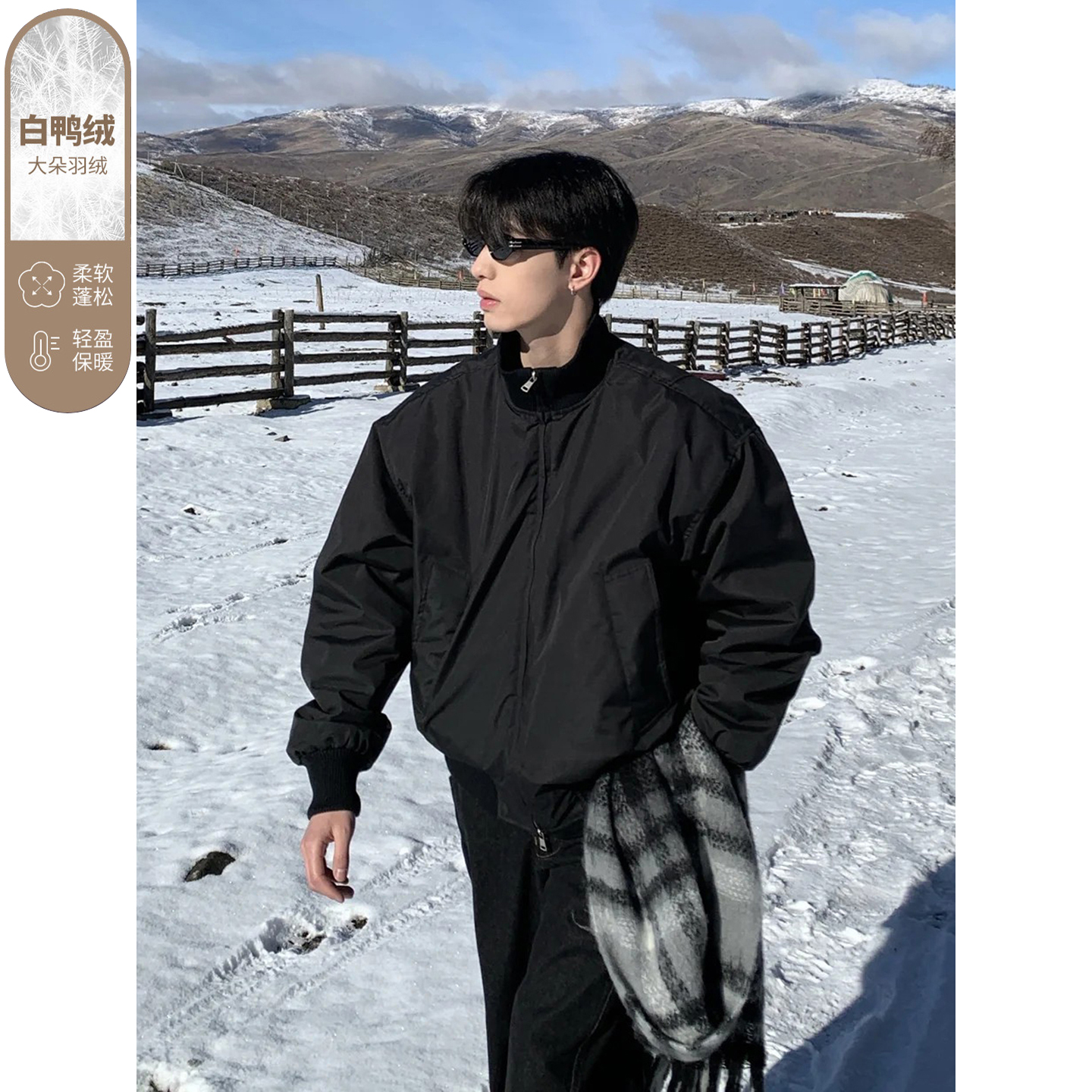 冬季三防立领冲锋衣羽绒男美式