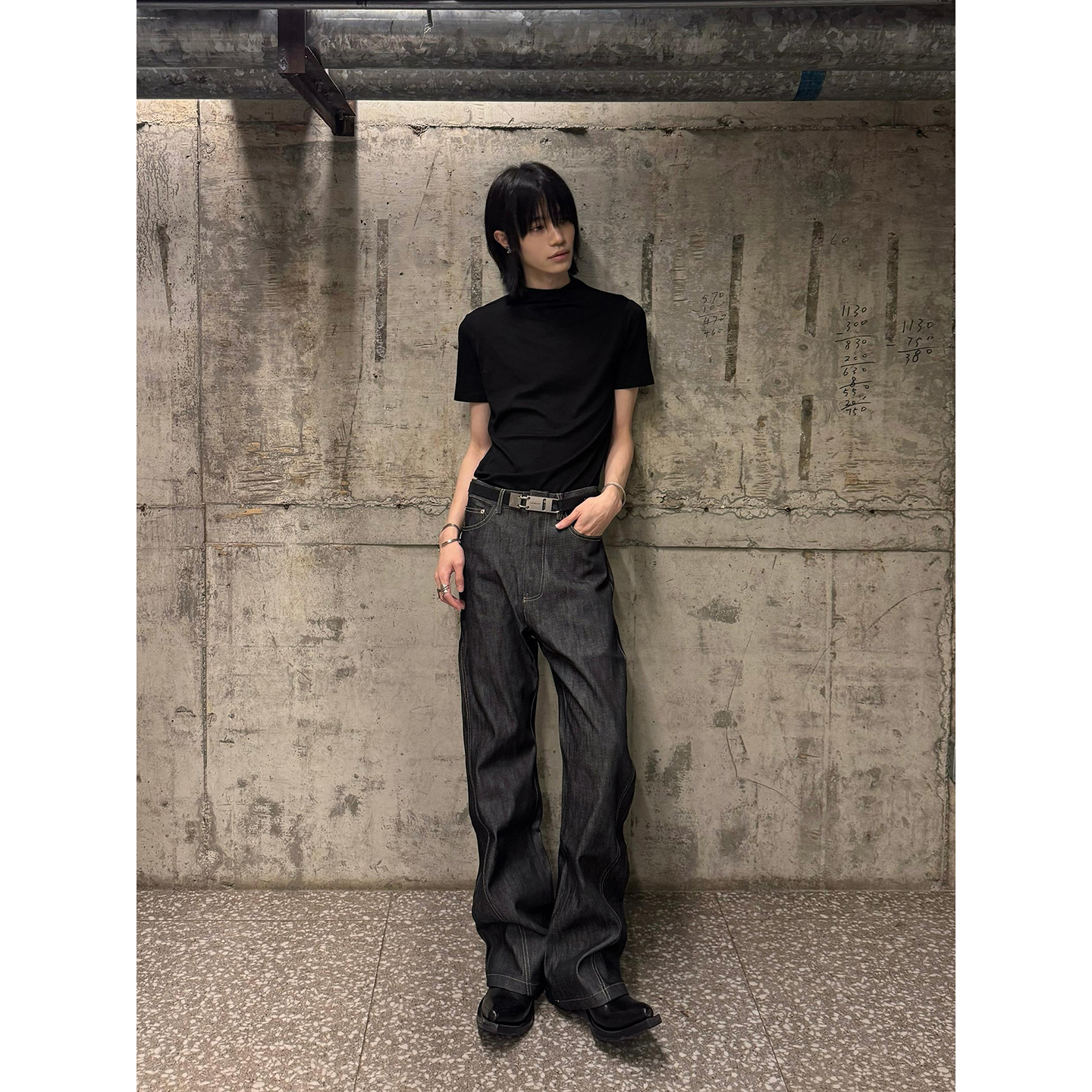 原牛13盎司微喇牛仔裤老钱风高级