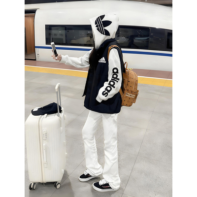 白色微喇加绒牛仔裤男款美式高街