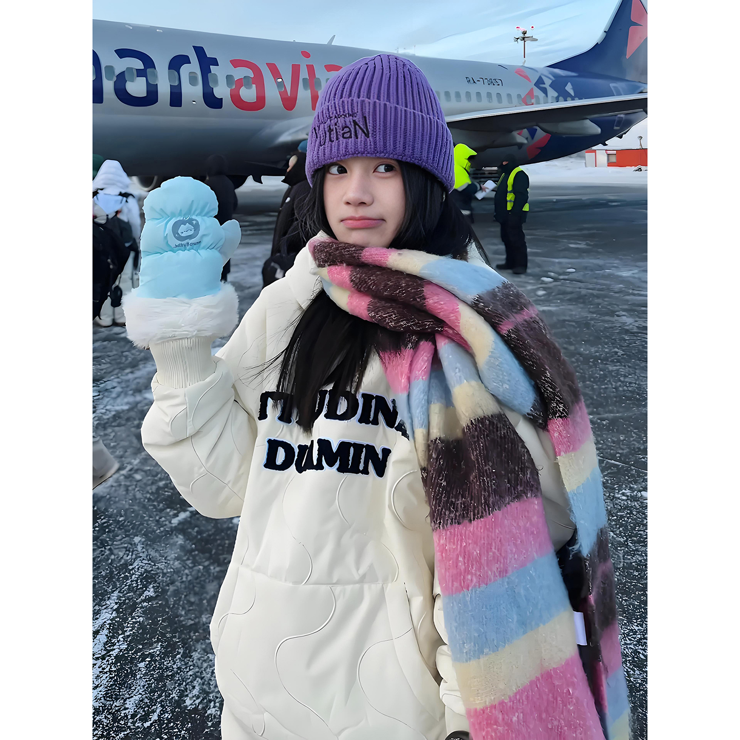 美式复古字母刺绣夹棉卫衣棉服男