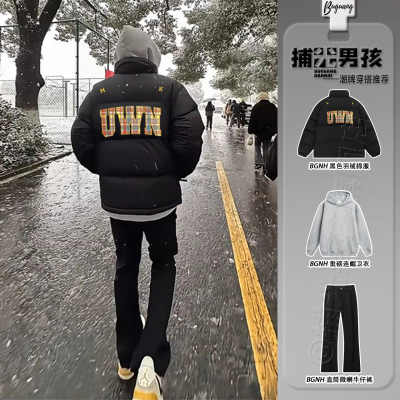 美式高街羽绒棉服男冬季短款棉衣