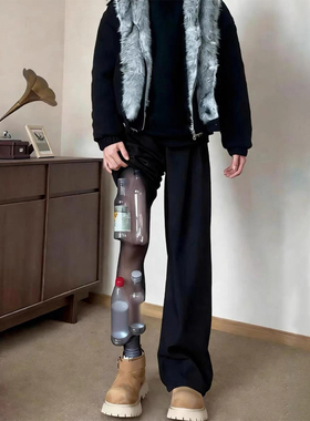 黑色直筒窄版弯刀西裤男款美式cleanfit微喇裤子垂感高级感休闲裤