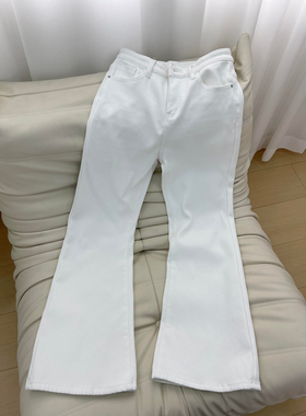 高品质白色微辣牛仔裤秋冬美式痞帅炸街男裤修身直筒显瘦弯刀裤子