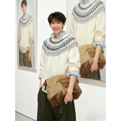 费尔岛提花毛衣男冬装高级感内搭