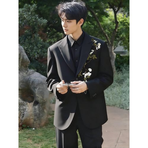 新中式国风男士西服套装高级感