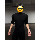 黑色半高领德绒打底衫 内搭 t恤简约纯色西装 男秋冬季 加绒加厚长袖