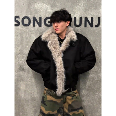 黑色短款座山雕棉服男冬季短款