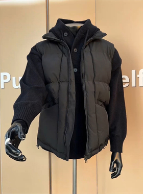 黑色美式亨利v领纽扣毛衣男款秋冬连帽针织卫衣潮牌痞帅套头上衣