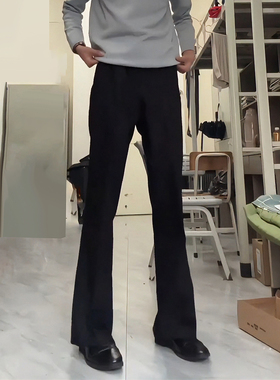 黑色男士西裤商务正装那不勒斯dk加绒裤子加长版高个子直筒微喇裤