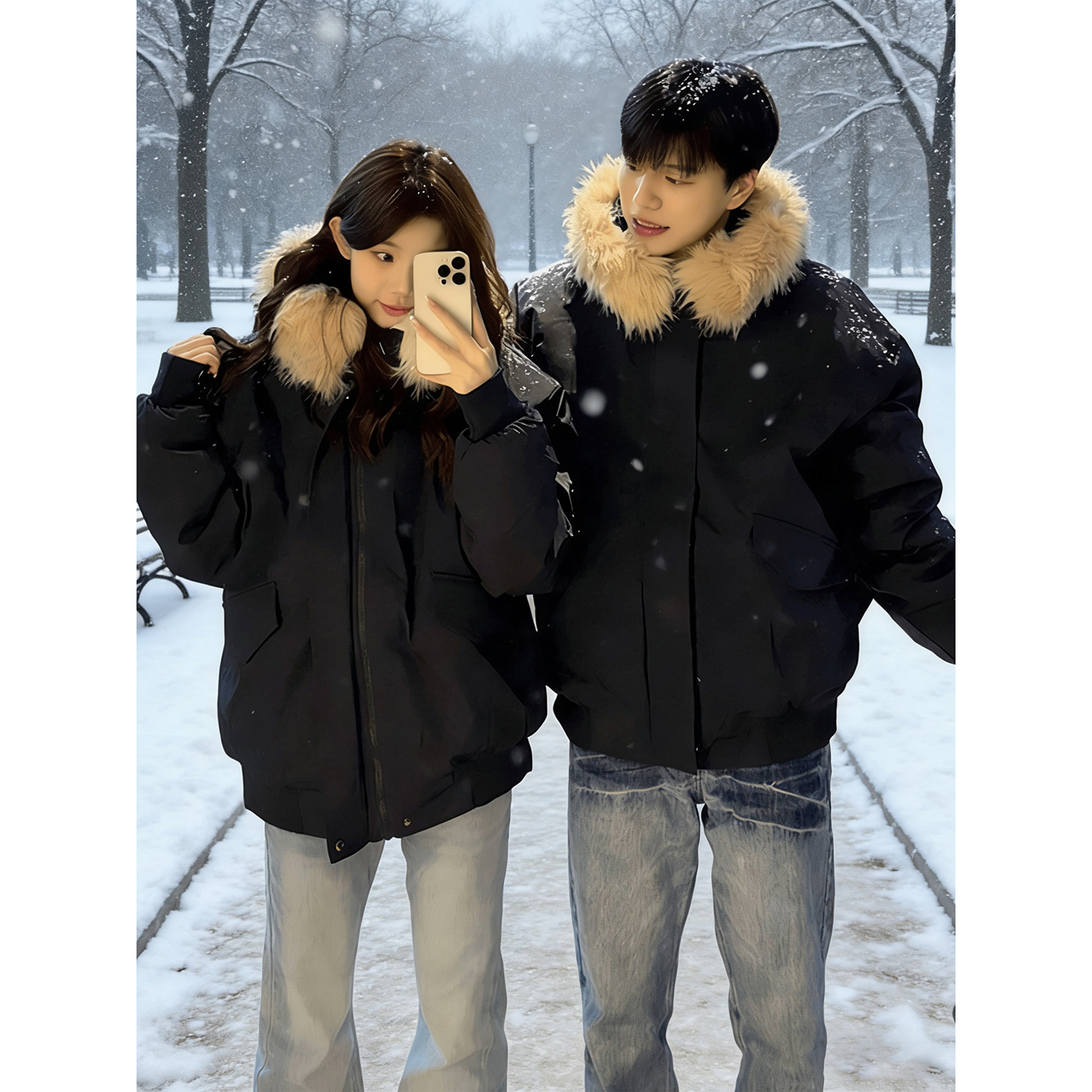 美式工装派克羽绒棉服男冬季东北