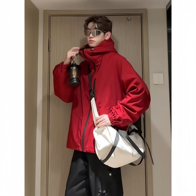 朱雀红三合一冲锋衣男美式户外