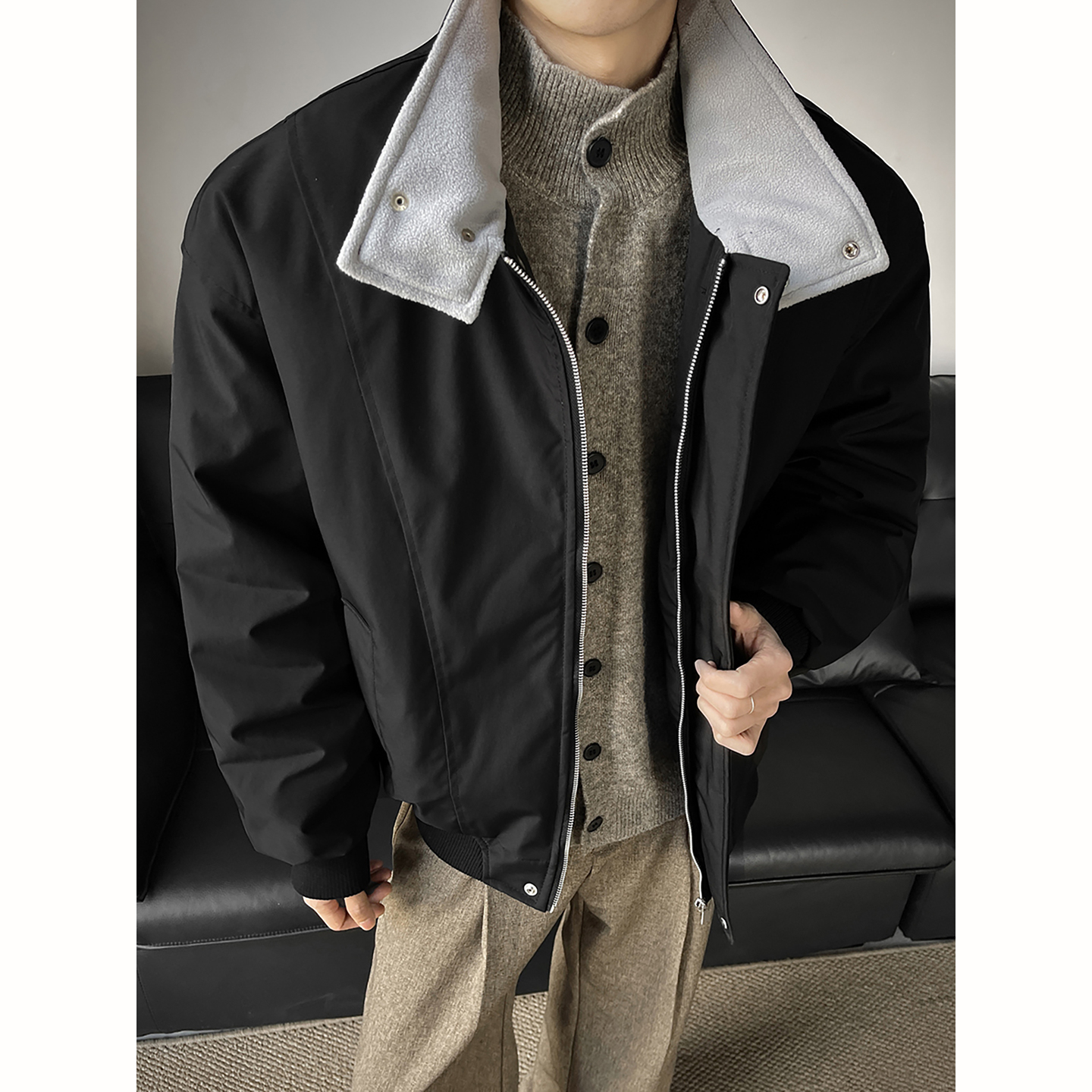 加厚羊羔毛工装棉服男款冬季潮牌